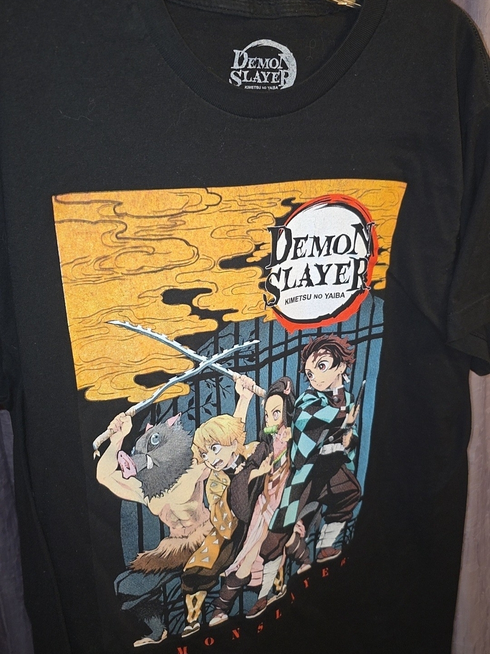Demon Slayer Black Graphic Tee - Men’s Short Sleeve Anime Shirt